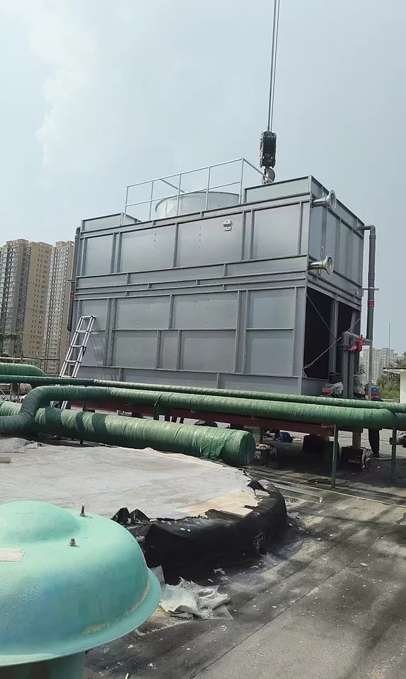 Cooling tower crane placement during field installation