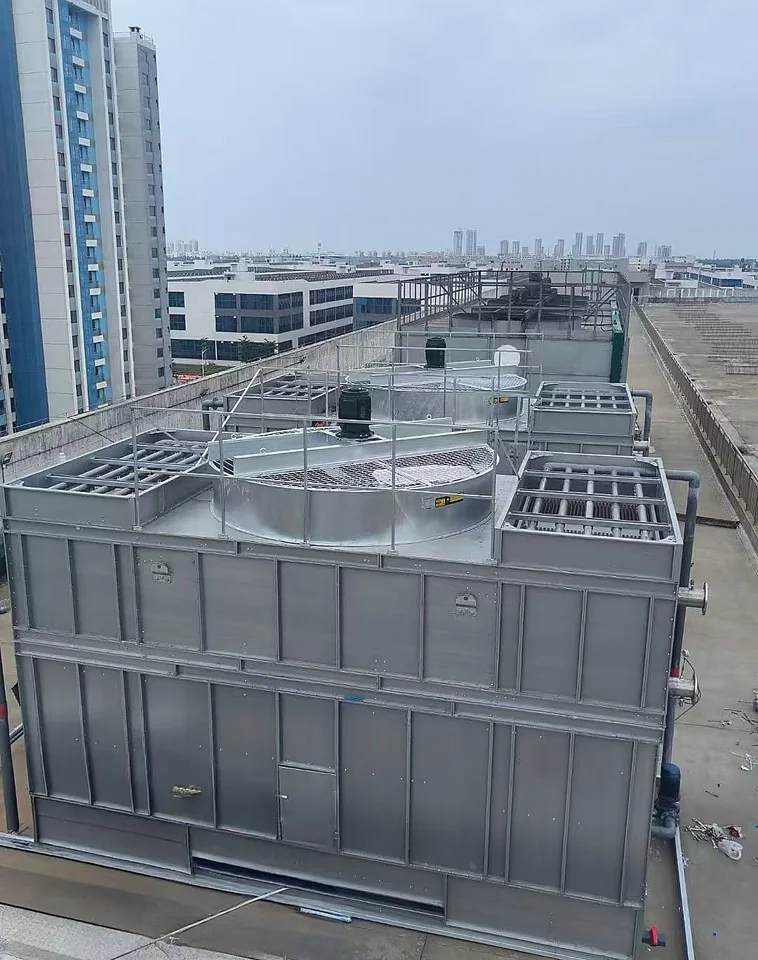 Large rectangular cooling tower on operating deck