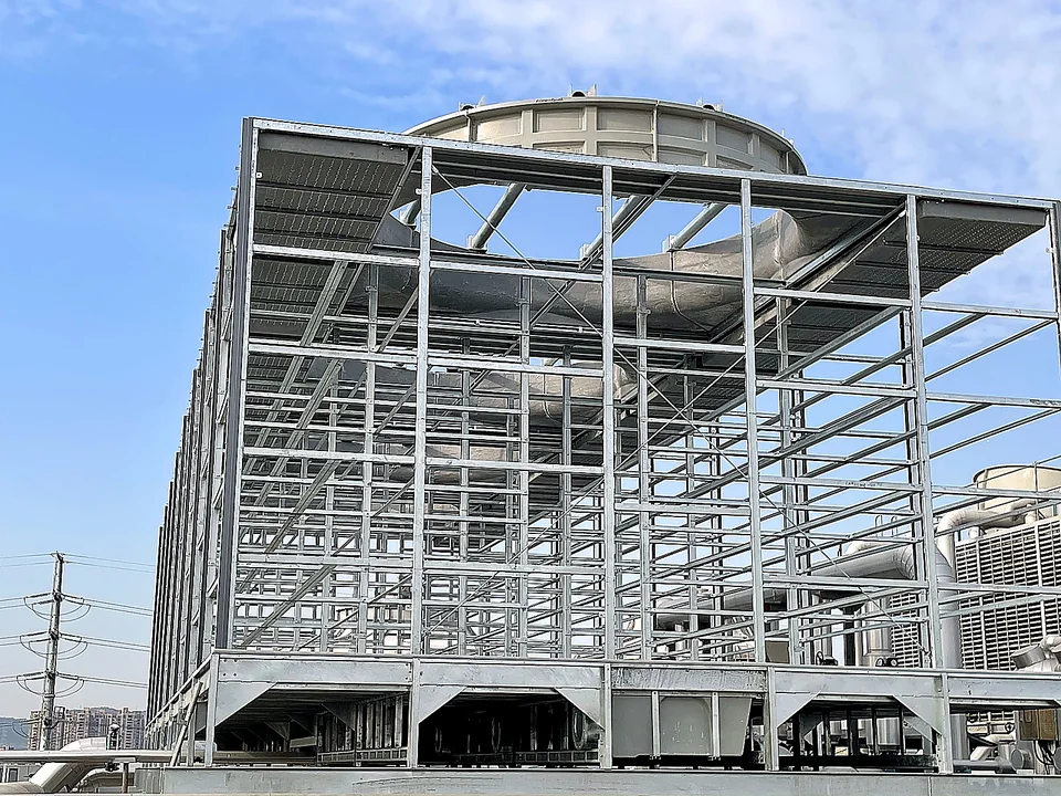 Cooling tower galvanized frame before enclosure