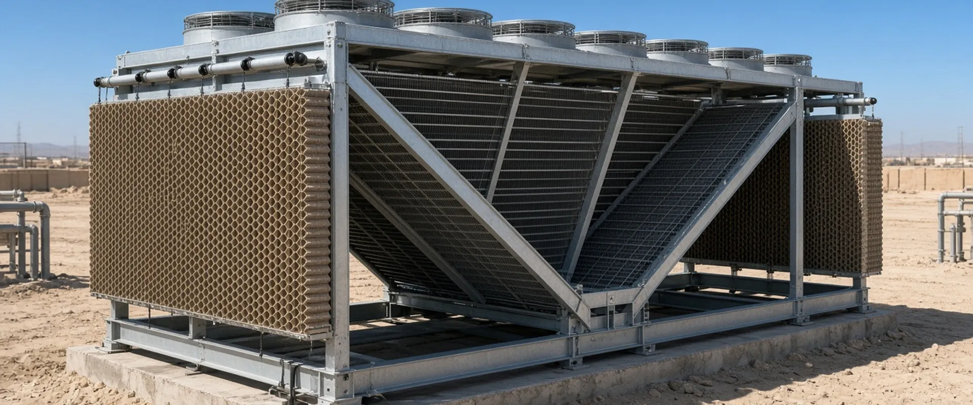 Apex SHA adiabatic dry cooler with evaporative pre-cooling pads for hot climates – page banner