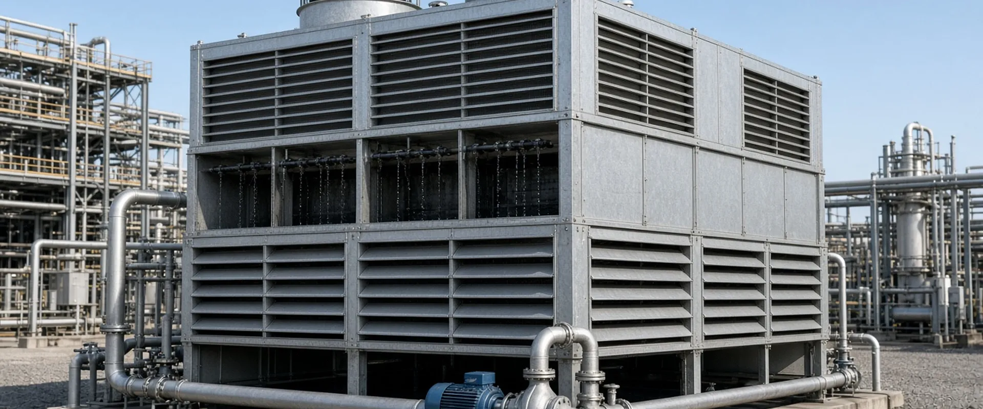 Apex SHS hybrid wet-dry closed circuit cooler with finned dry coil and spray section – page banner