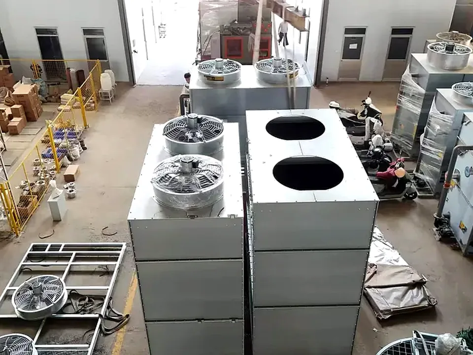 Cooling tower modules during assembly at the partner factory (1)
